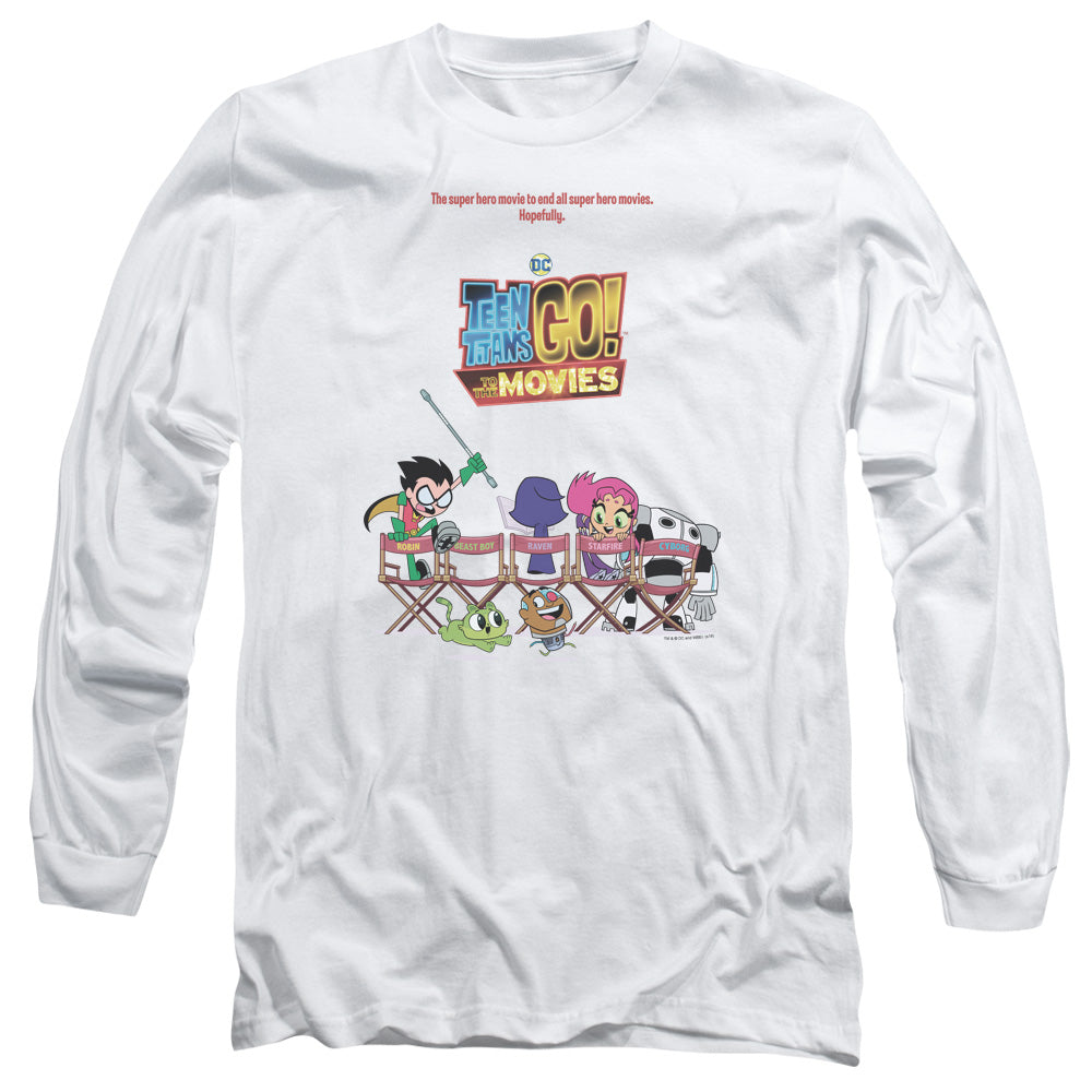 Teen Titans Go To The Movies Poster Mens Long Sleeve Shirt White Officially Licensed