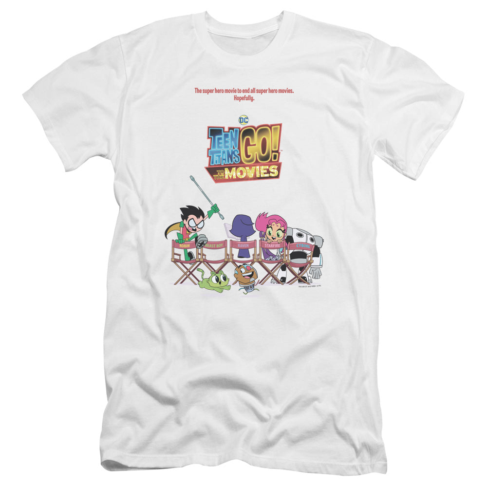 Teen Titans Go To The Movies Poster Hbo Premium Bella Canvas Slim Fit Mens T Shirt White