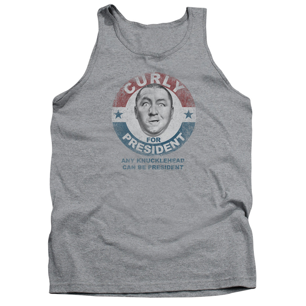 Three Stooges Curly For President Mens Tank Top Shirt Athletic Heather