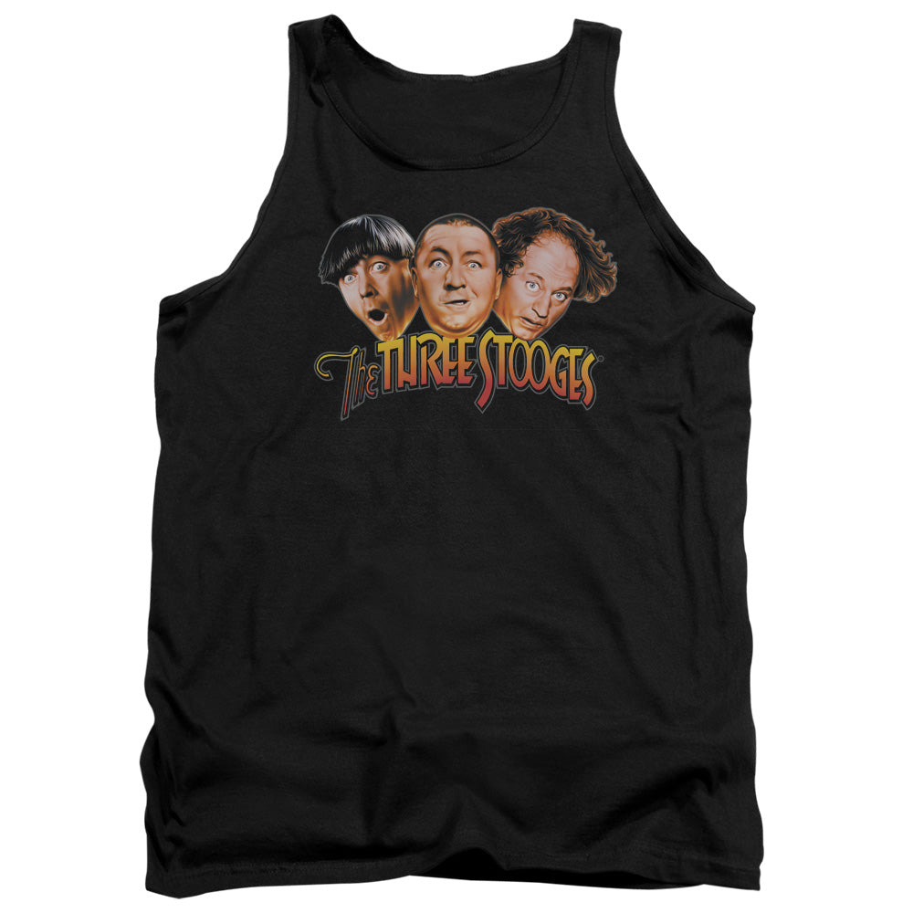 Three Stooges Three Head Logo Mens Tank Top Shirt Black