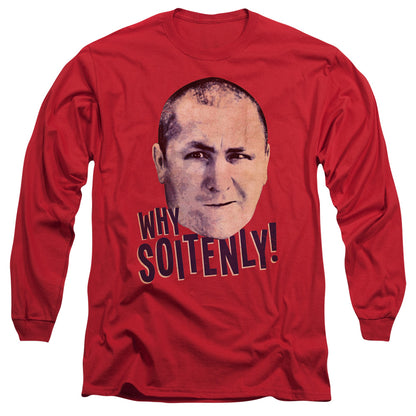 Three Stooges Why Soitenly Mens Long Sleeve Shirt Red Officially Licensed