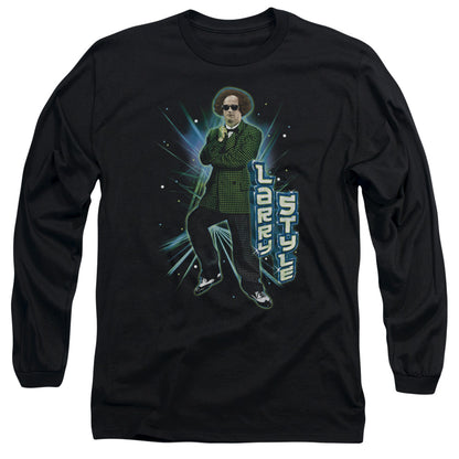 Three Stooges Larry Style Mens Long Sleeve Shirt Black Officially Licensed