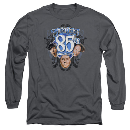 Three Stooges 85Th Anniversary 2 Mens Long Sleeve Shirt Charcoal Officially Licensed