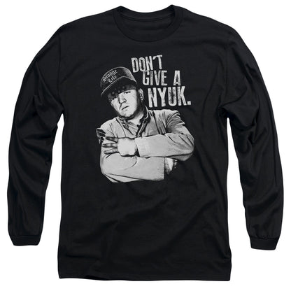 Three Stooges Give A Nyuk Mens Long Sleeve Shirt Black Officially Licensed