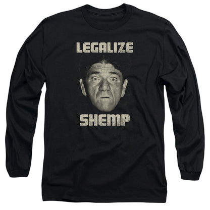 Three Stooges Legalize Shemp Mens Long Sleeve Shirt Black Officially Licensed