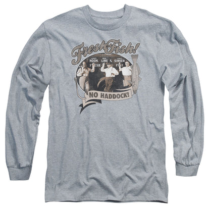 Three Stooges Fresh Fish Mens Long Sleeve Shirt Athletic Heather Officially Licensed