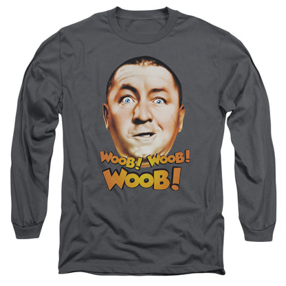 Three Stooges Woob Woob Woob Mens Long Sleeve Shirt Charcoal Officially Licensed