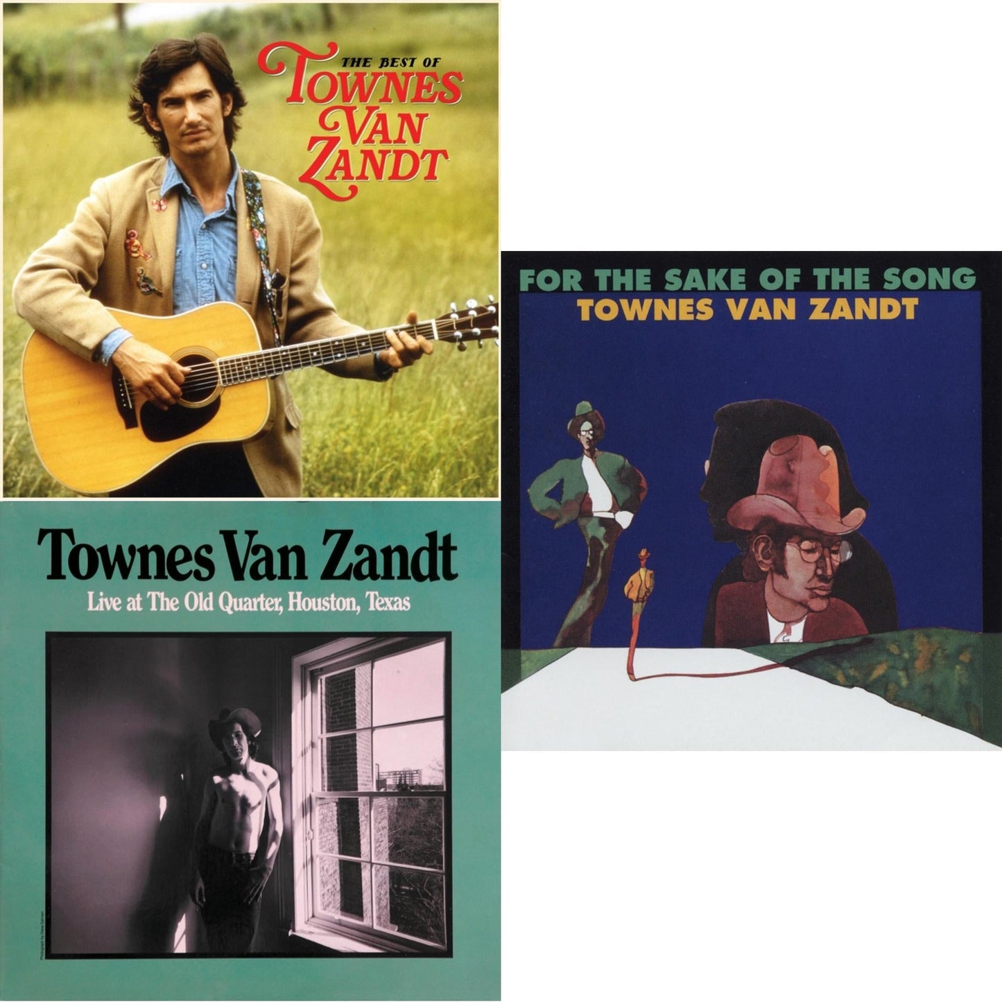 Townes Van Zandt - For The Sake Of The Song & Live At The Old Quarter Houston Texas & Best Of Townes Van Zandt - LP Vinyl Bundle
