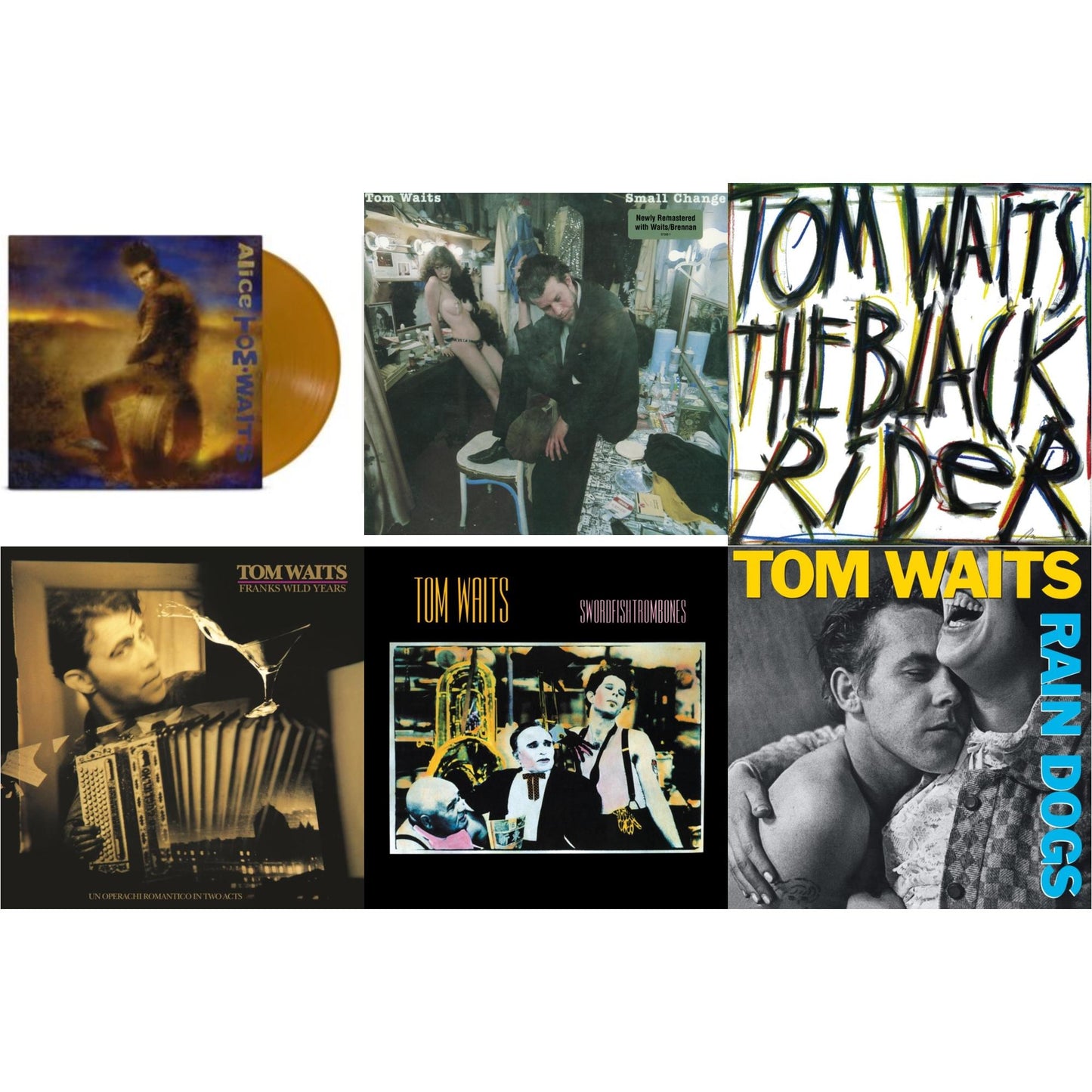 Tom Waits - Alice & Small Change (2017 Remaster) & Black Rider (Remaster) & Frank's Wild Years (Remaster) & Swordfishtrombones (Remaster) & Rain Dogs (Remaster) - LP Vinyl Bundle
