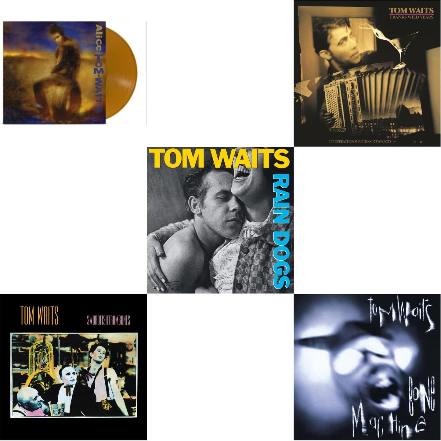 Tom Waits - Alice & Frank's Wild Years (Remaster) & Swordfishtrombones (Remaster) & Bone Machine (Remaster) & Rain Dogs (Remaster) - LP Vinyl Bundle