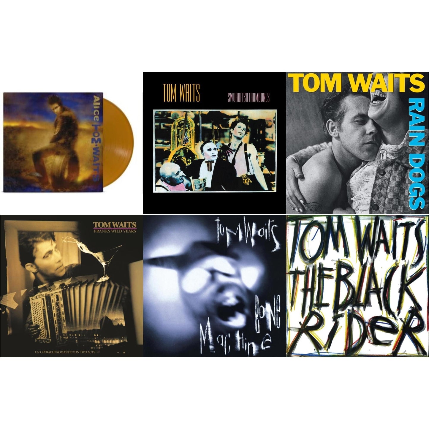 Tom Waits - Alice & Black Rider (Remaster) & Frank's Wild Years (Remaster) & Swordfishtrombones (Remaster) & Bone Machine (Remaster) & Rain Dogs (Remaster) - LP Vinyl Bundle
