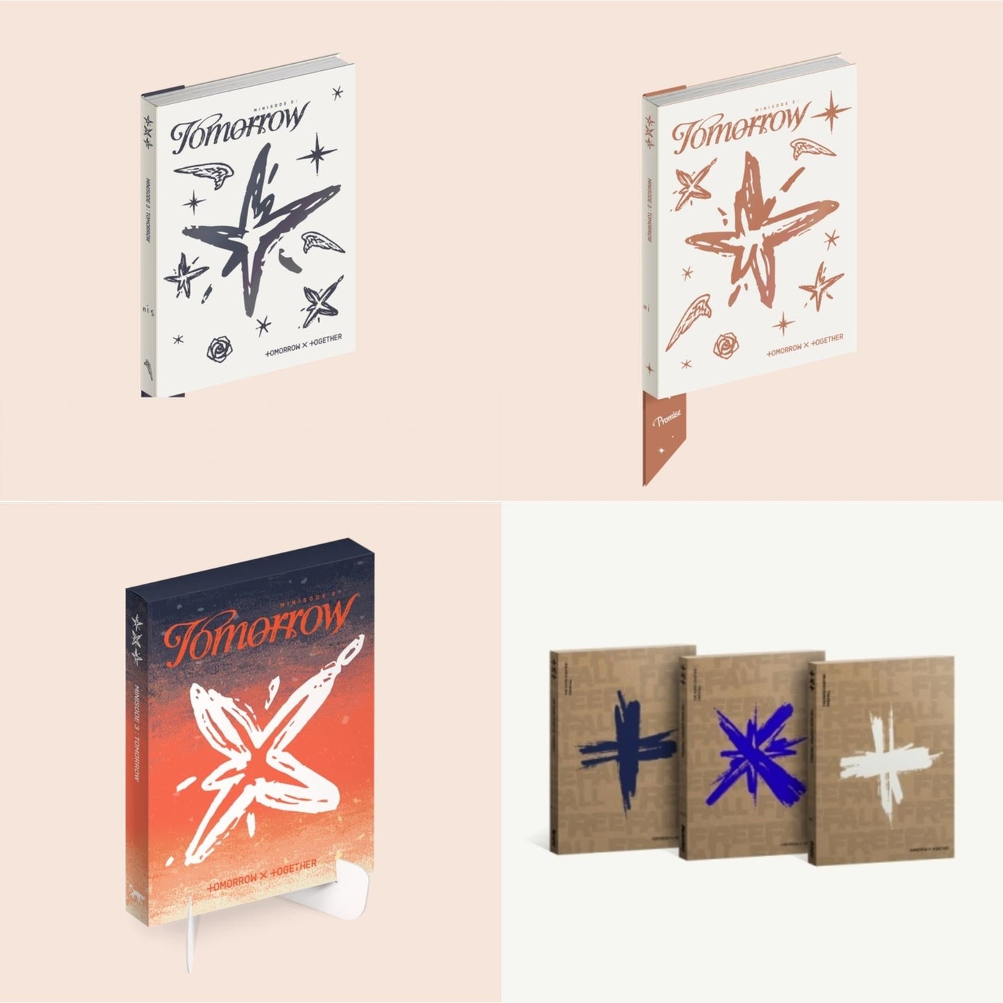 Tomorrow X Together - Minisode 3: Tomorrow (Ethereal Ver.) & Minisode 3: Tomorrow (Promise Ver.) & Minisode 3: Tomorrow (Light Ver.) & Freefall (Reality/Melacholy/Clarity Ver.) - CD Bundle