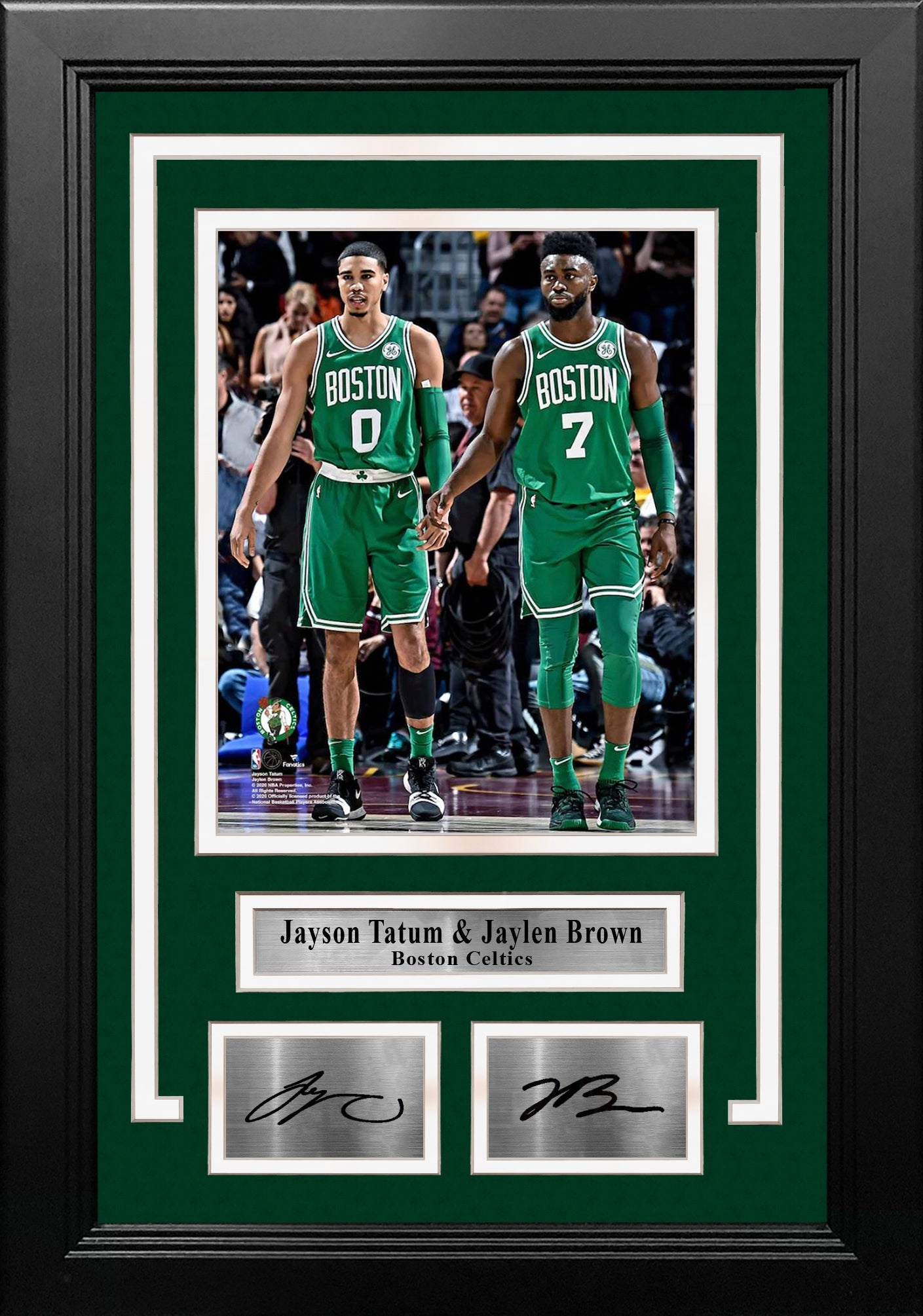 Jayson Tatum and Jaylen Brown Boston Celtics 8x10 Framed Basketball Photo with Engraved Autographs