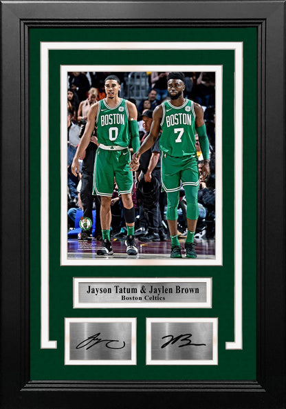 Jayson Tatum and Jaylen Brown Boston Celtics 8x10 Framed Basketball Photo with Engraved Autographs