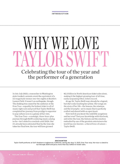 Taylor Swift Eras Tour - Trivia Book: Her Story, Album Evolution, Speak Now, Red, Reputation, Folklore, Songs, Inspiration, Lessons, Mistakes, Childhood, Breakups, VMAs Interruption, Pandemic & More!
