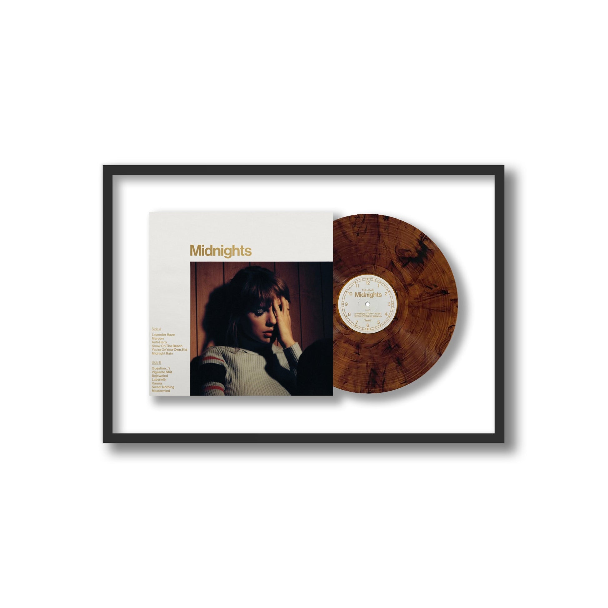 Taylor Swift Midnights (Limited Edition Mahogony) Framed Vinyl Record