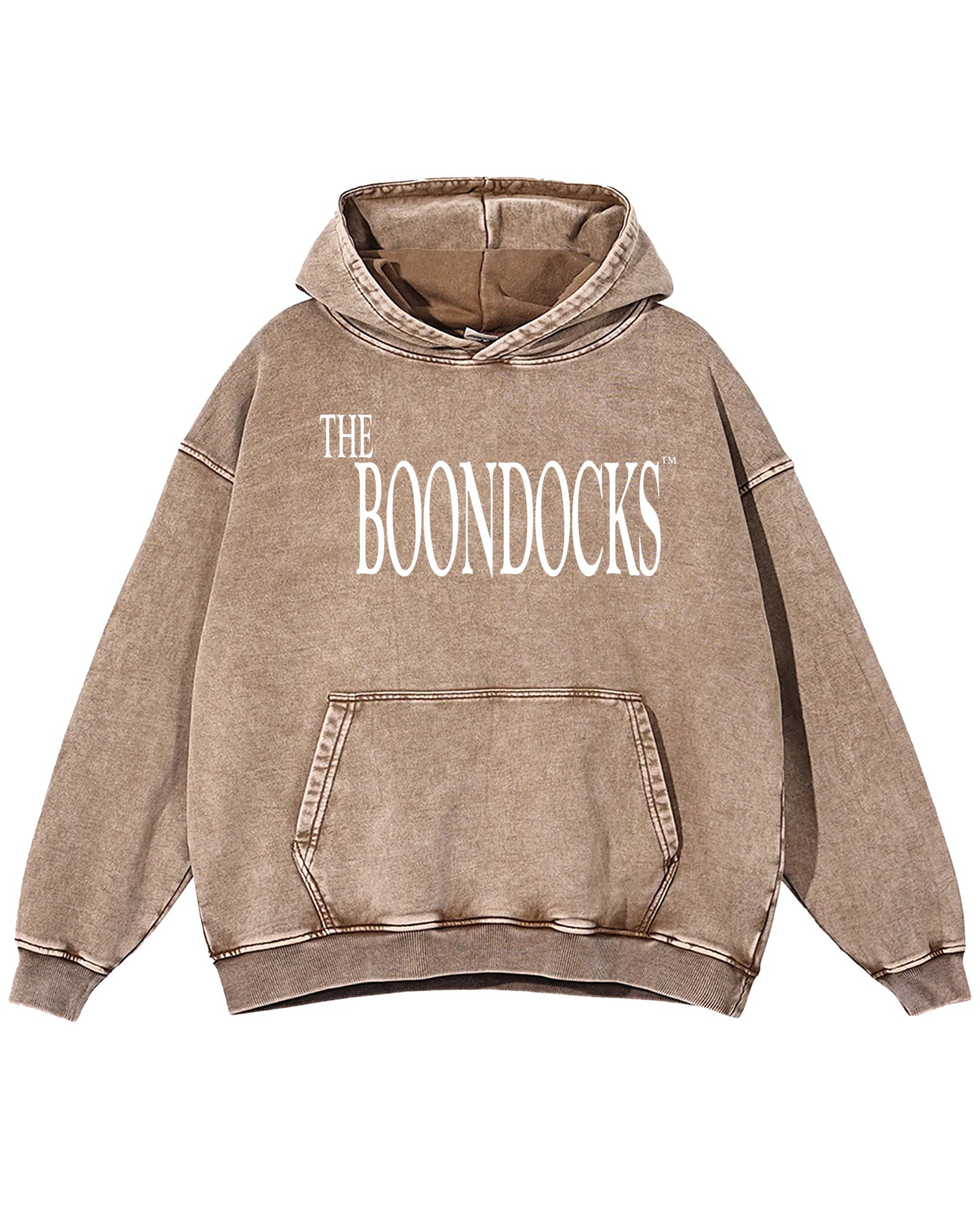 The Boondocks - Huey Khaled Acid Wash Oversize Brown Heavyweight Mens Hoodie