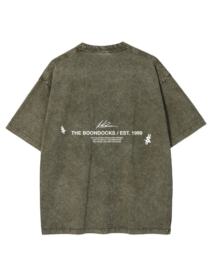 The Boondocks - Riley Khaled Acid Wash Oversize Olive Mens T Shirt