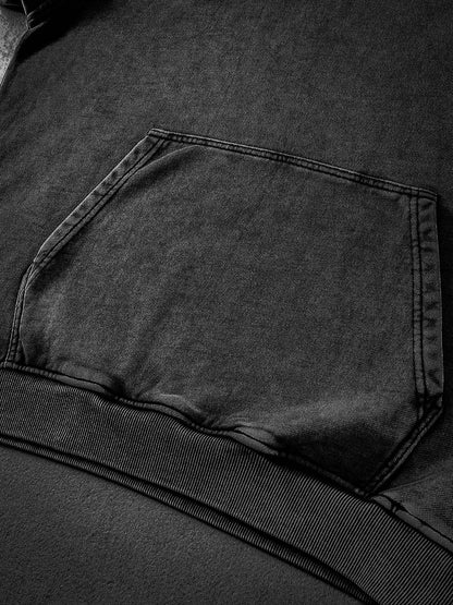 The Boondocks - Huey Khaled Acid Wash Oversize Black Heavyweight Mens Hoodie