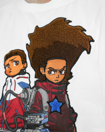 The Boondocks - Future Huey & Riley White Knit Mens T Shirt