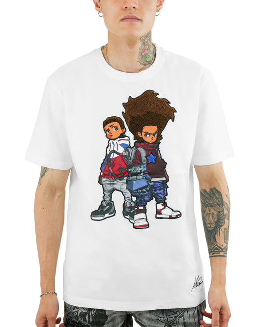 The Boondocks - Future Huey & Riley White Knit Mens T Shirt