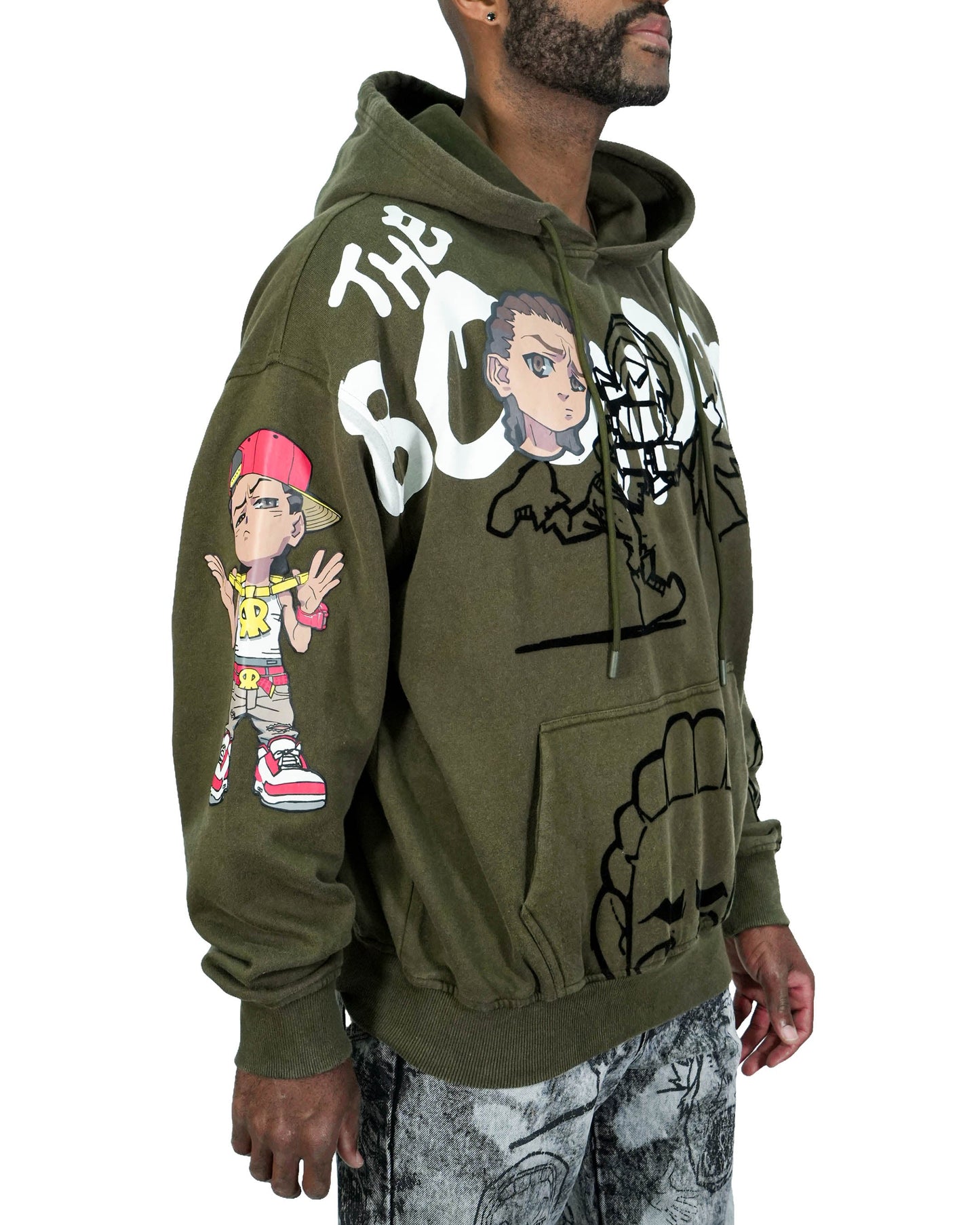 The Boondocks Riley Mashup Olive Mens Hoodie