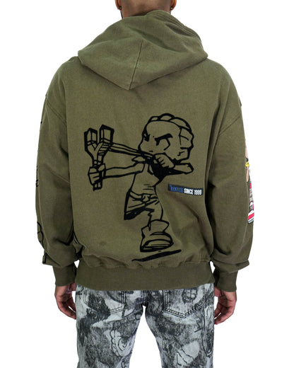 The Boondocks Riley Mashup Olive Mens Hoodie