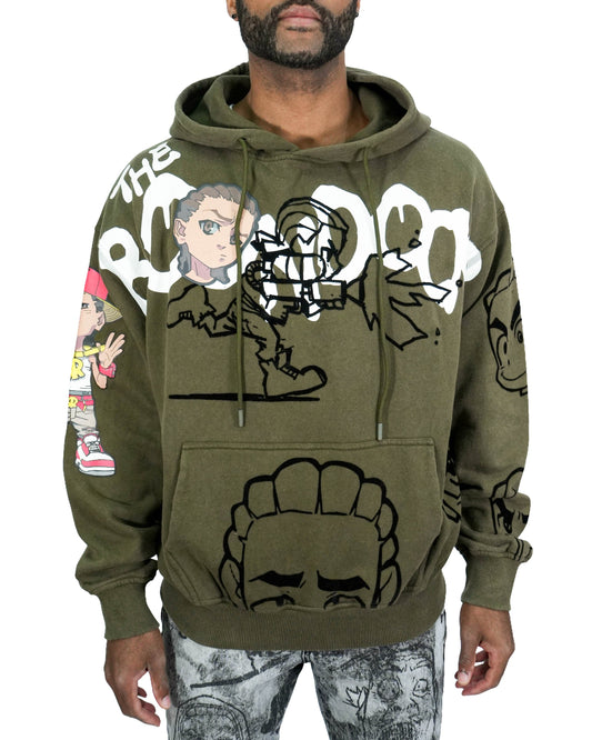 The Boondocks Riley Mashup Olive Mens Hoodie