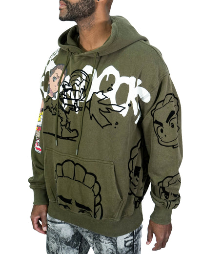The Boondocks Riley Mashup Olive Mens Hoodie