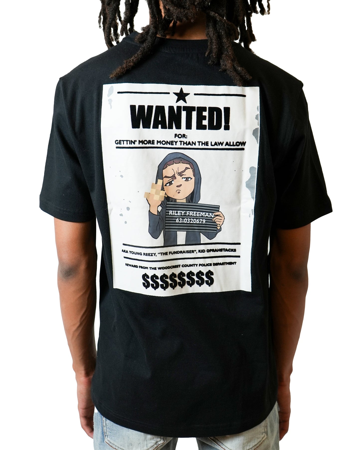 The Boondocks - Riley Wanted Black Mens T Shirt