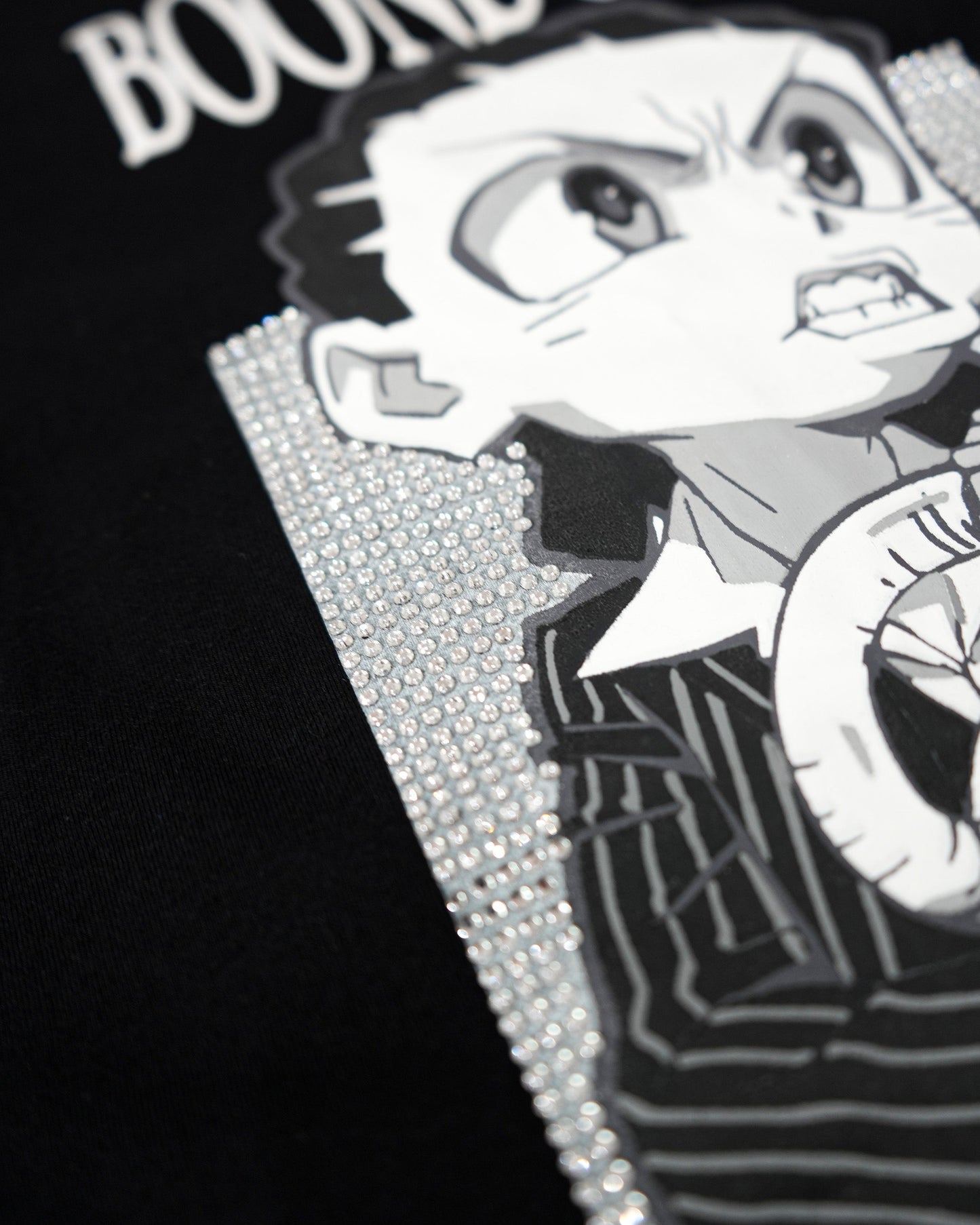The Boondocks - Riley Say Hello Rhinestoned Black Mens T Shirt