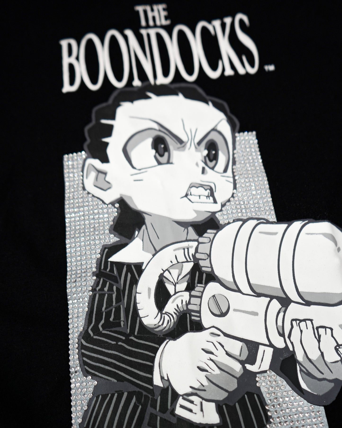 The Boondocks - Riley Say Hello Rhinestoned Black Mens T Shirt