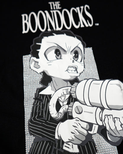 The Boondocks - Riley Say Hello Rhinestoned Black Mens T Shirt