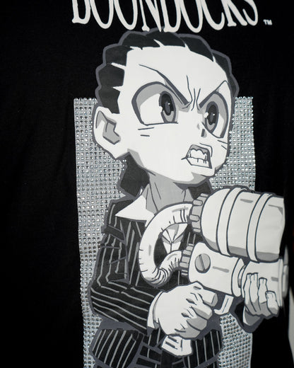 The Boondocks - Riley Say Hello Rhinestoned Black Mens T Shirt