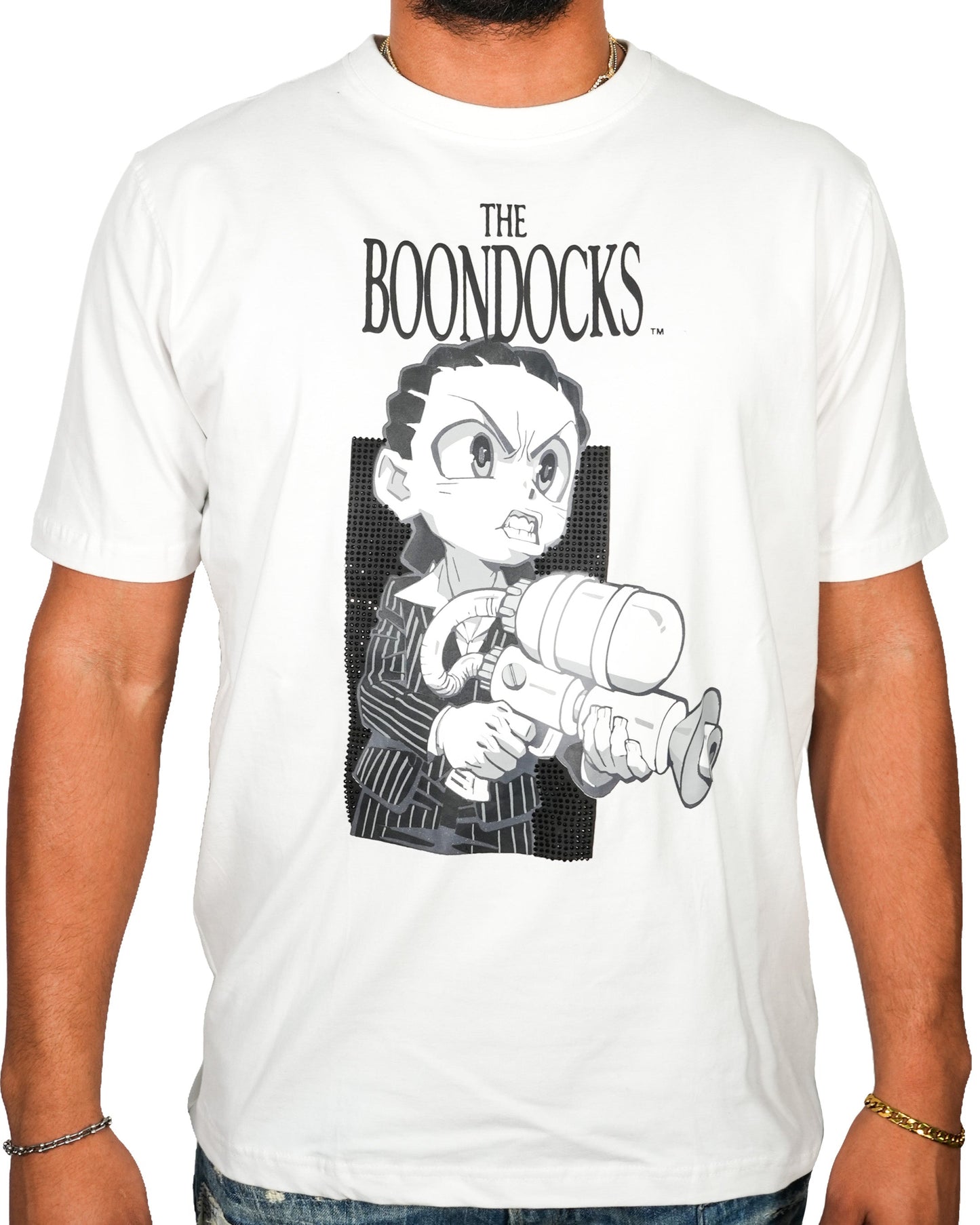 The Boondocks - Riley Say Hello Rhinestoned White Mens T Shirt