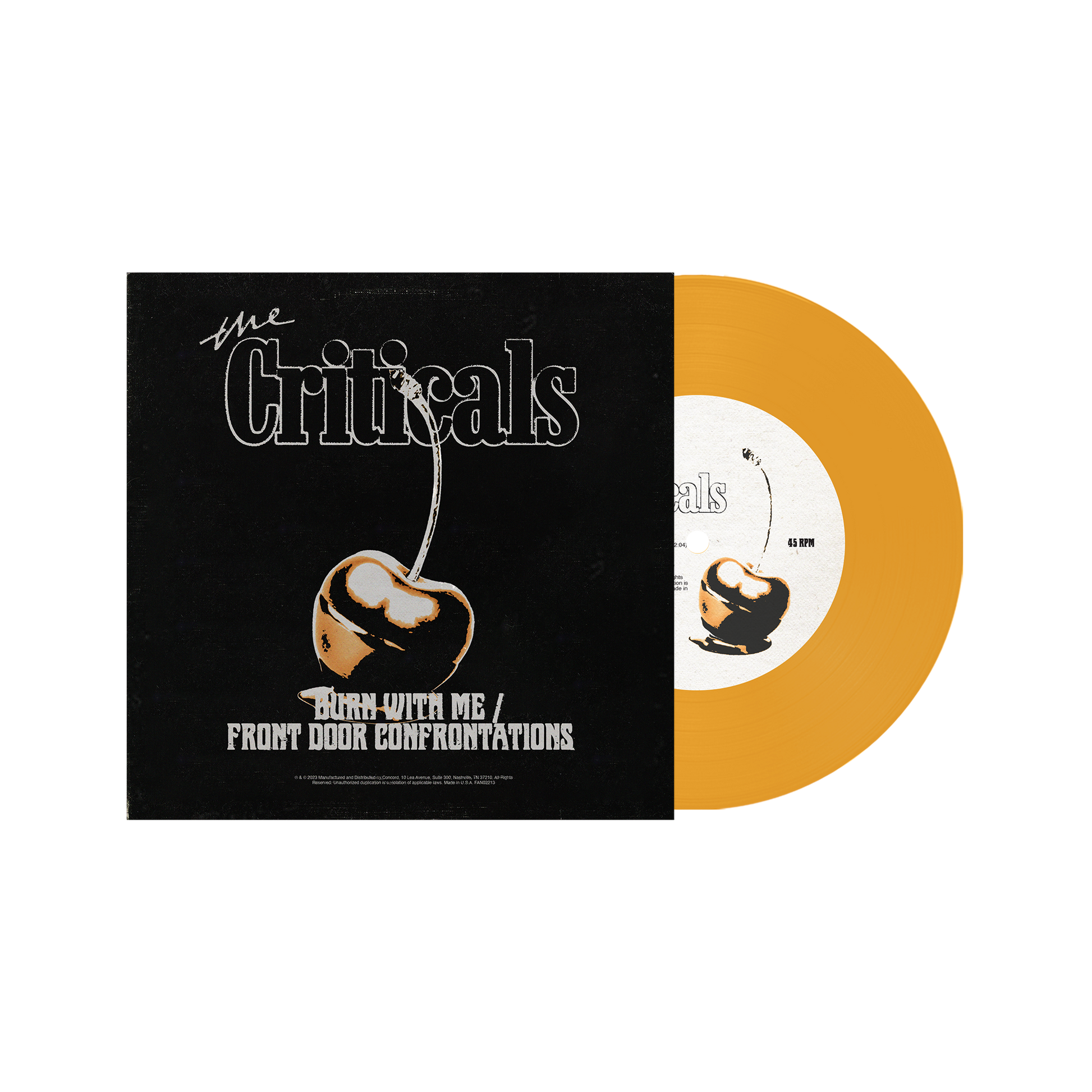 The Criticals - Burn With Me / Front Door Confrontations - Yellow Vinyl 7” Vinyl Record