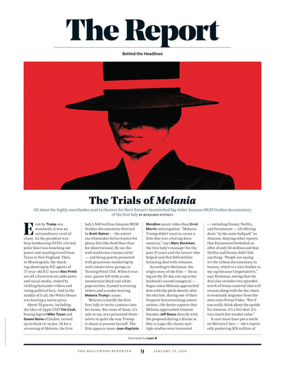 The Hollywood Reporter - 26.01.29 Edition: Odessa A’zion’s Honest Journey, Couch Surfing & Her Complicated Family, TV’s New It Girl, MAGA Media Meltdown, Amazon’s $40M Melania Movie & More!