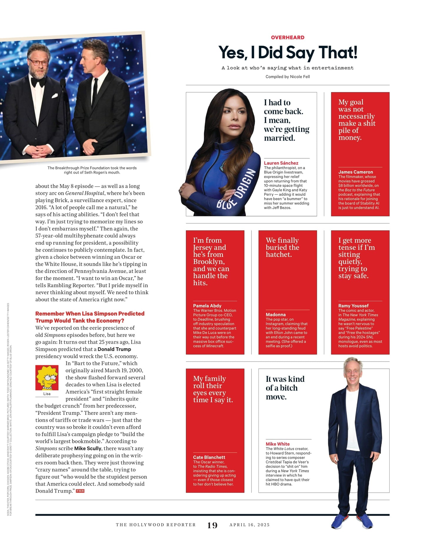 The Hollywood Reporter - 25.04.16 Edition: Tina Fey Returns, Justin Bieber’s Faith Crisis, Minecraft Mess, Gracie Lawrence, Seth Rogen, Hollywood's Tariff Fears, David Blaine’s Bold New Act & More!