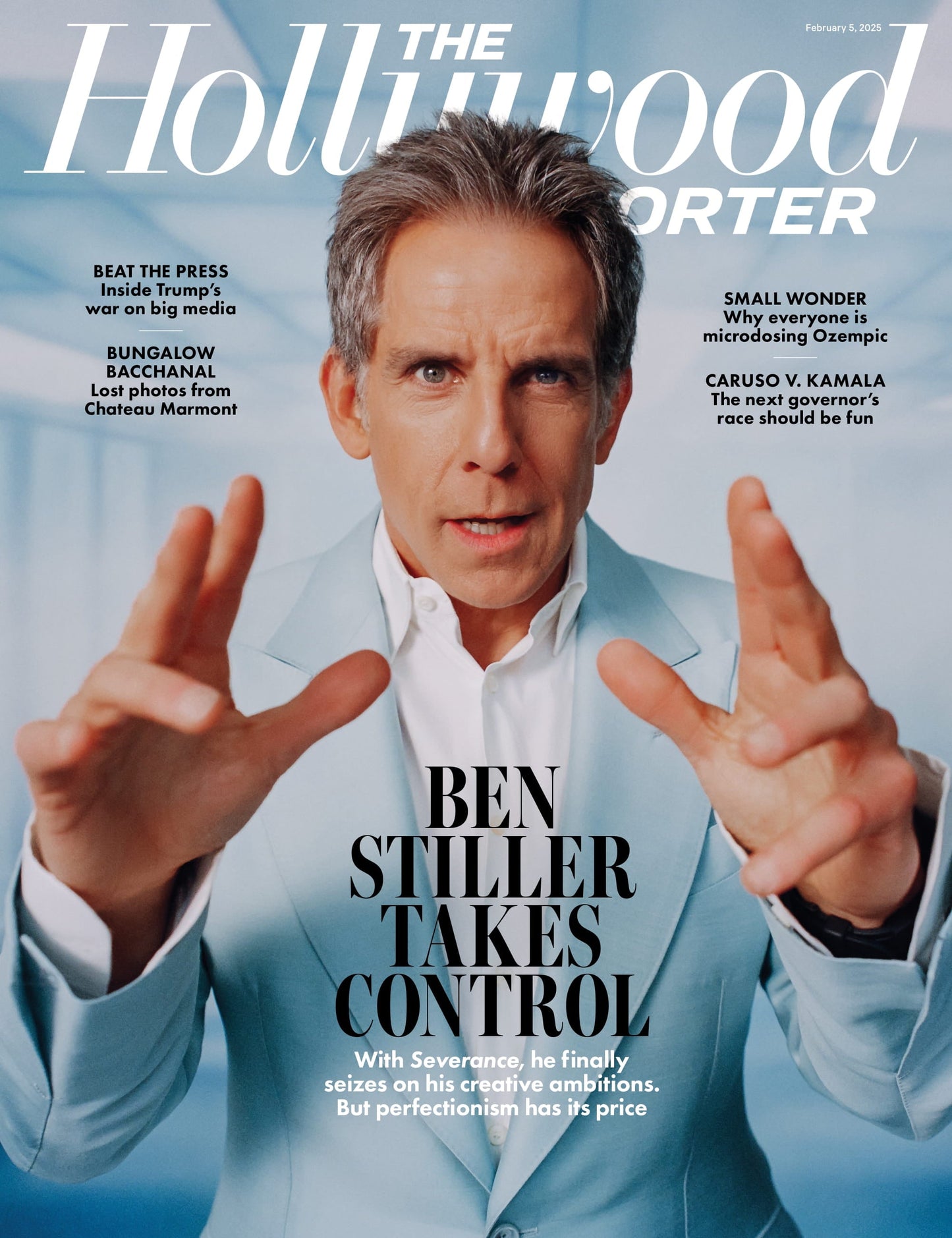 The Hollywood Reporter - 25.02.05 Edition: Ben Stiller Takes Control, Caruso V. Kamala, Why Everyone Is Microdosing Ozempic, Trump's War On Big Media, Bungalow Bacchanal, Grammys' Best Dressed & More!