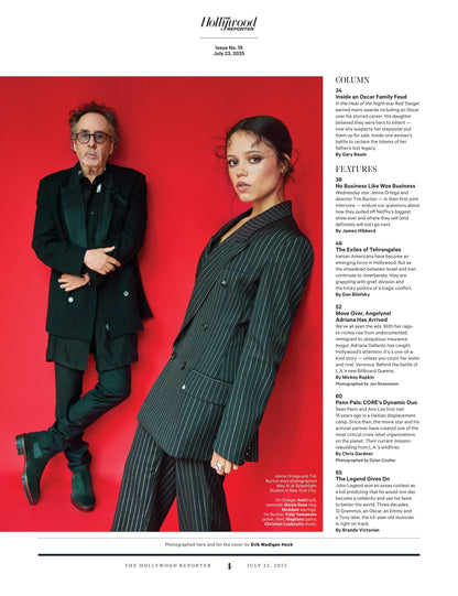 The Hollywood Reporter - 25.07.23 Edition: Tim Burton & Jenna Ortega On Netflix’s Wednesday, Disney & Comcast’s Theme Park Land Grab, John Legend’s Legacy, Hollywood’s New Angelyne & More!