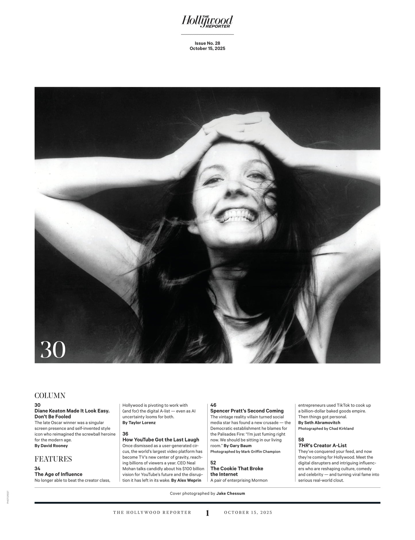 The Hollywood Reporter - 25.10.15 Edition: Hottest Influencers On The Planet, YouTube’s Trillion-View Triumph, Diane Keaton’s Legacy, Spencer Pratt’s Comeback, Hollywood Vs OpenAI’s Sora 2 & More!