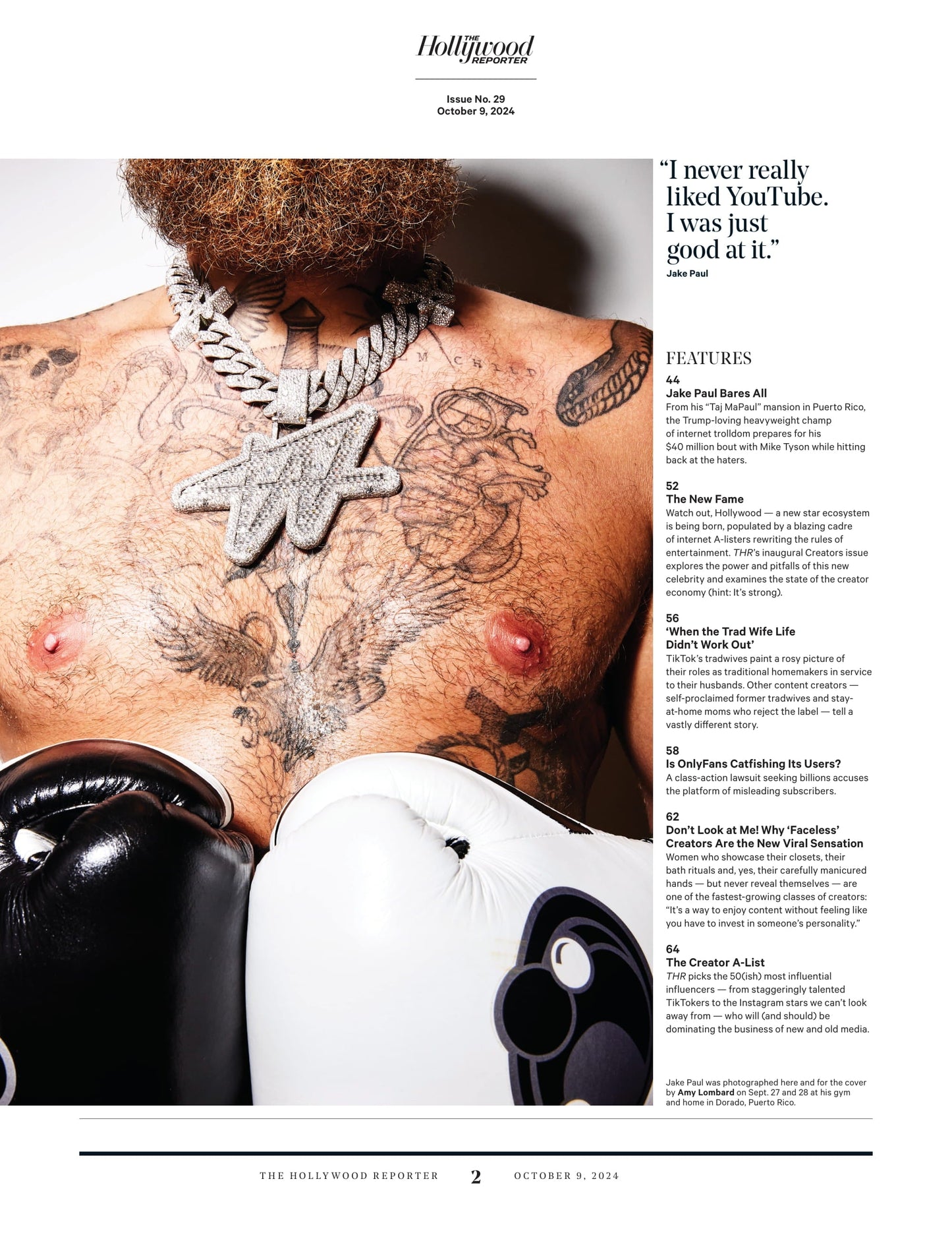 The Hollywood Reporter - 24.10.09 Edition: Jake Paul Hits Back, How A Fallen YouTube Superstar Found Redemption In The Ring & $40 Million Mike Tyson Fight, 50 Most Influential Influencers & More!