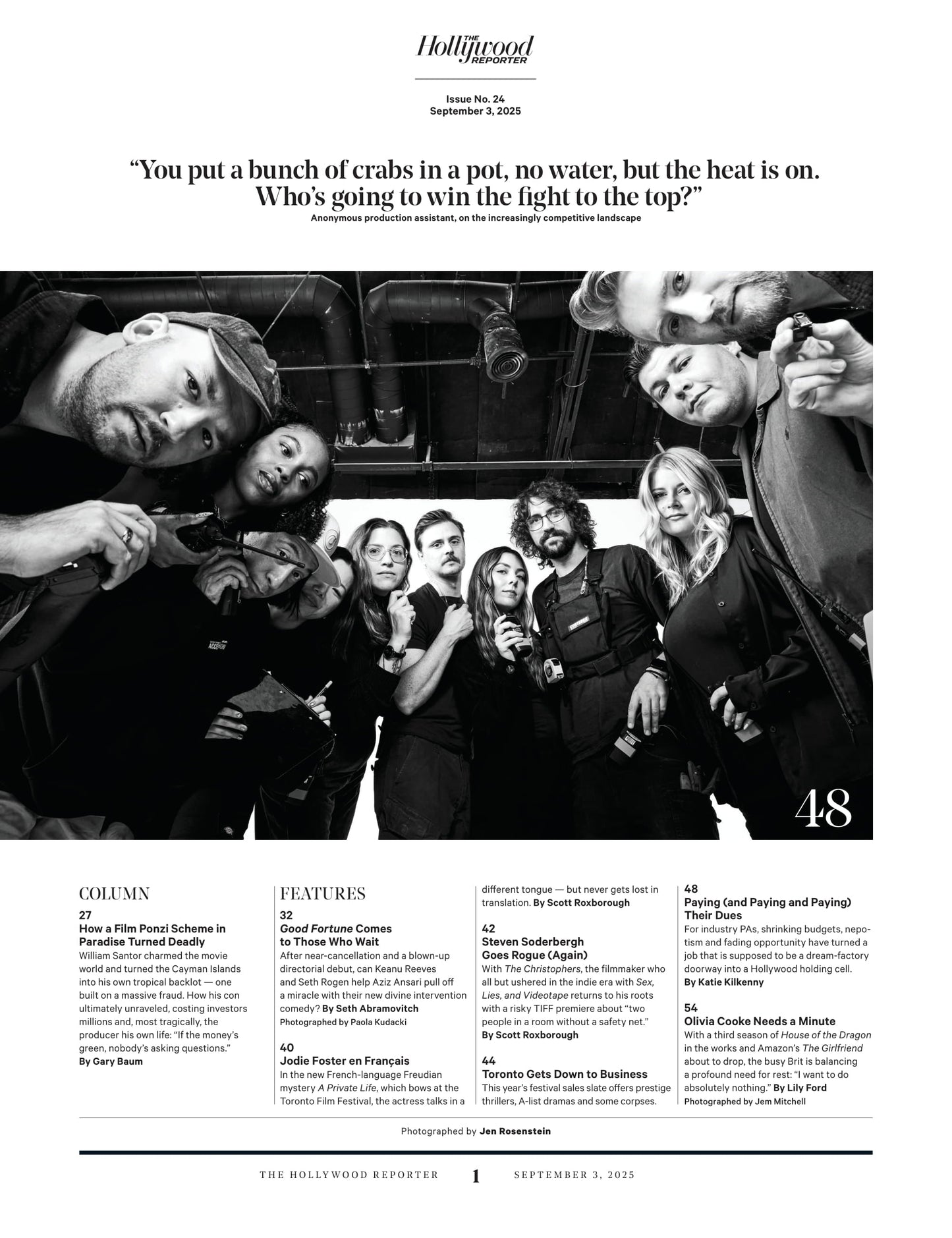 The Hollywood Reporter - 25.09.03 Edition: Toronto Film Festival 2025, Aziz Ansari, Keanu Reeves & Seth Rogen Team Up, Steven Soderbergh Goes Rogue, Risk-Taking Filmmaking,  Film Ponzi Schemes & More!
