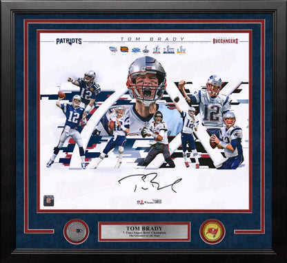 Tom Brady New England Patriots & Tampa Bay Buccaneers Autographed 16" x 20" Framed Collage Photo