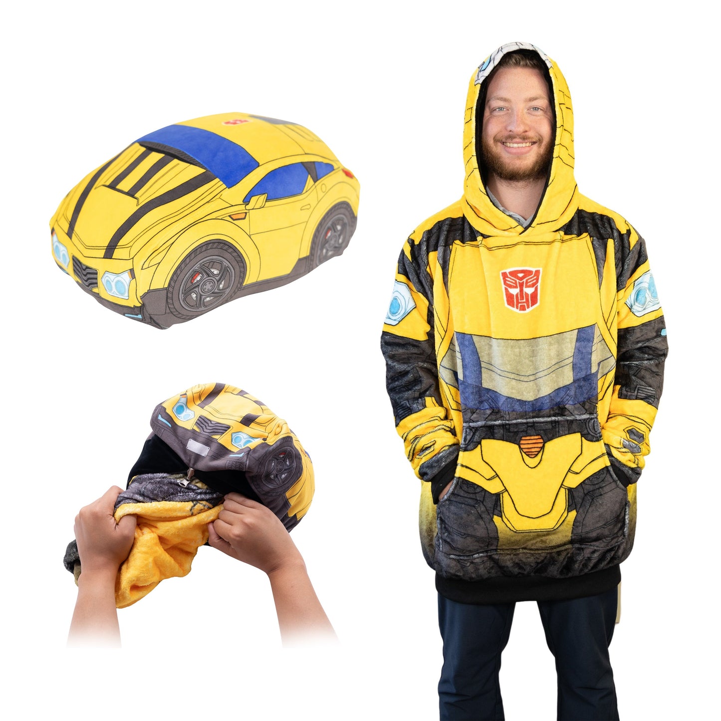 Hasbro | Transformers Bumble Bee Snugible 2-in-1 Blanket Hoodie & Pillow