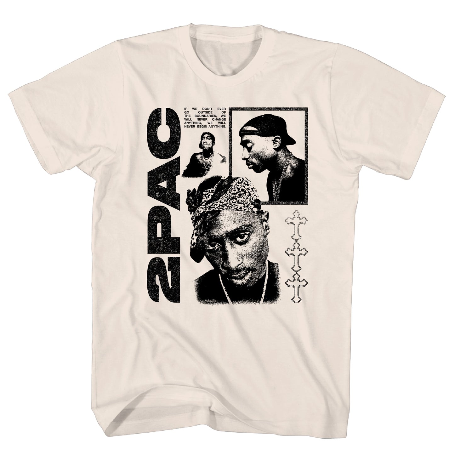 Tupac Tan Photos Logo Mens T Shirt Sand