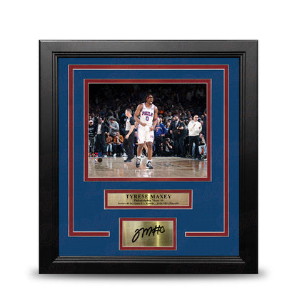Tyrese Maxey Playoff Celebration Philadelphia 76ers 8" x 10" Framed Photo with Engraved Autograph