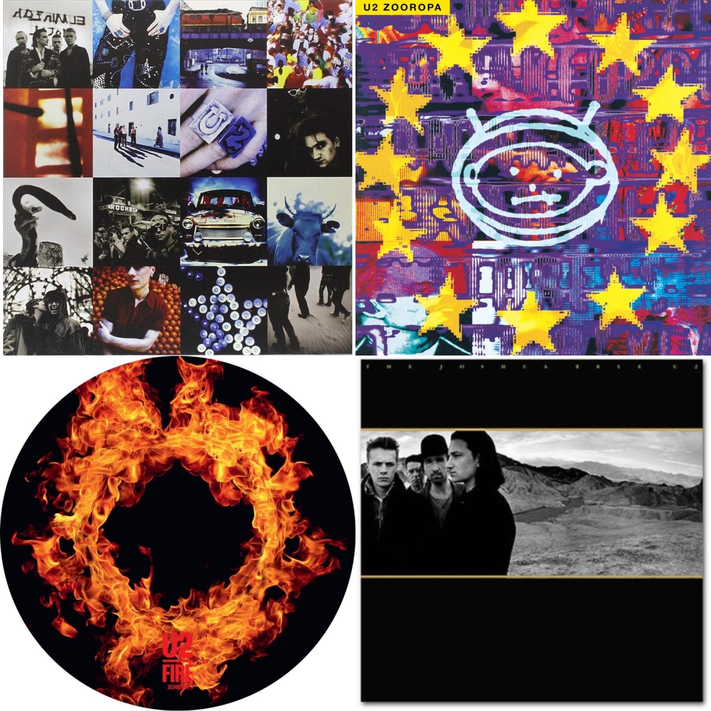 U2 - Fire (40Th Anniversary Edition/Picture Disc) & Zooropa (Transparent Yellow/2LP) & Joshua Tree & Achtung Baby (180G/2 LP)