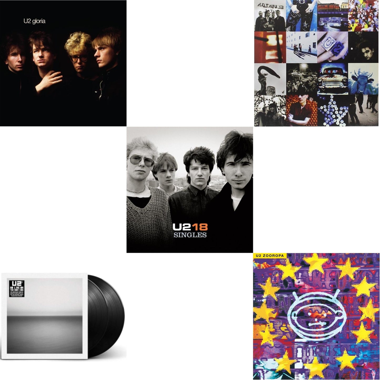 U2 - Gloria (40Th Anniversary/180G/Transparent Yellow LP Vinyl) & Zooropa (Transparent Yellow/2LP) & U218 Singles & Achtung Baby (180G/2 LP) & No Line On The Horizon (2 LP)