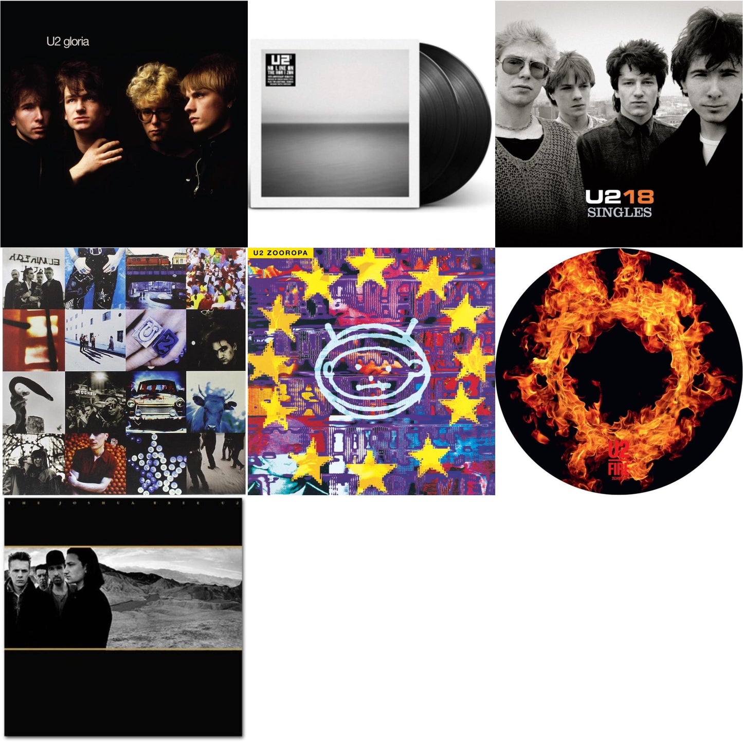 U2 - Fire (40Th Anniversary Edition/Picture Disc) & Gloria (40Th Anniversary/180G/Transparent Yellow LP Vinyl) & Zooropa (Transparent Yellow/2LP) & U218 Singles & Joshua Tree & Achtung Baby (180G/2 LP) & No Line On The Horizon (2 LP)